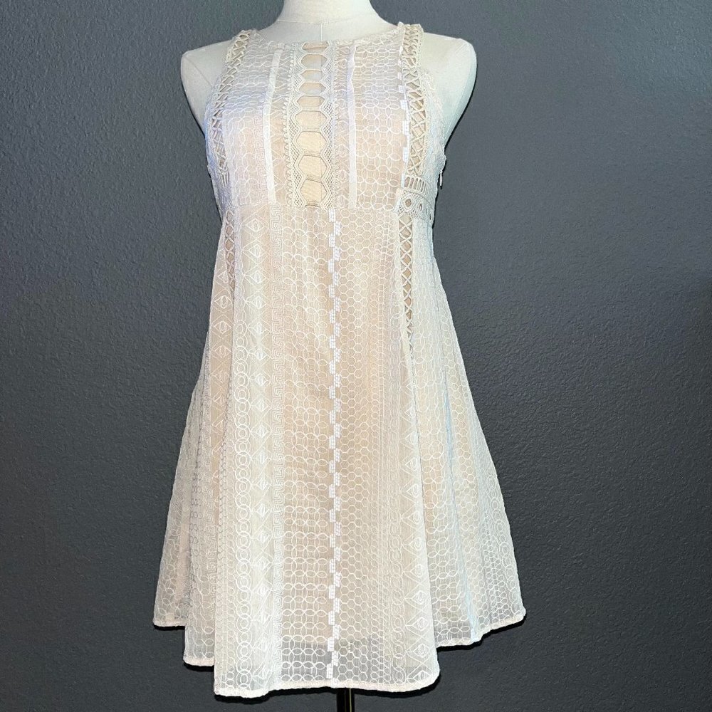 Free People OB534347 Wherever You Go Sleeveless Mini Dress- Cream - NWT - Size 0